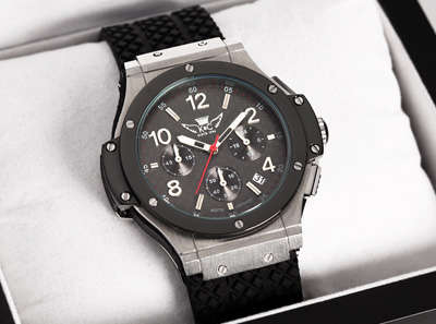 LTD EDITION ONLY 150 MADE. MENS CARBON SILVER KOTE WATCH